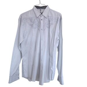 ROAR Men's Long Sleeve Button Down Shirt Gray Embroidered Exclusively Buckle L